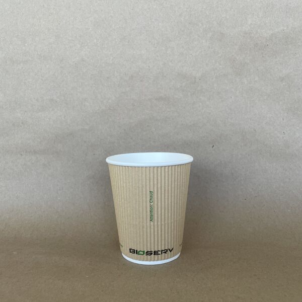 8oz. Kraft Bioserv Double Wall Comfort Grip Hot Cup
