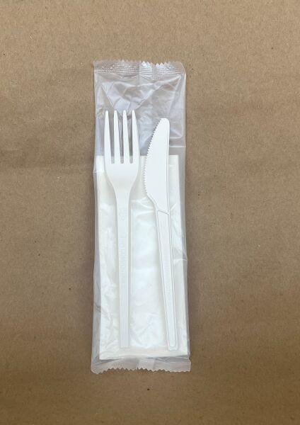 Cutlery set, PLA. Fork/Knife/Napkin/PLA Bag